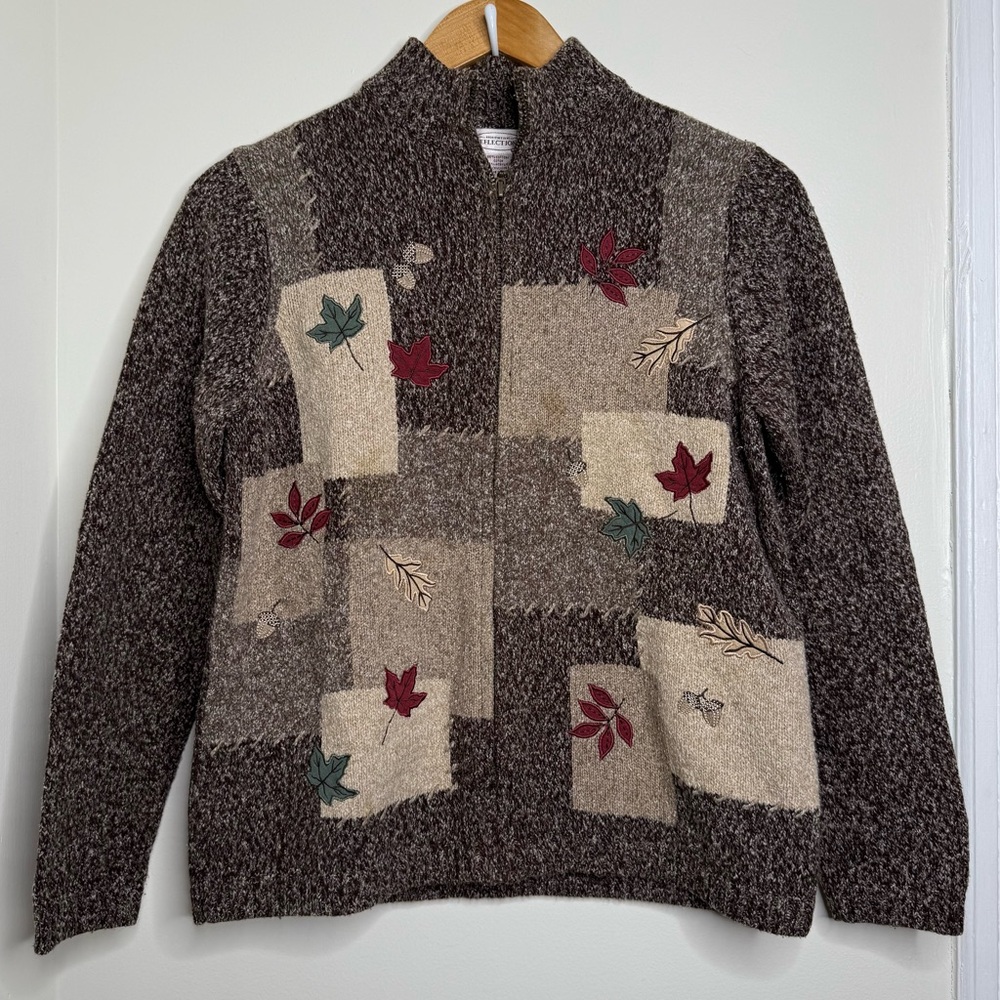 Vintage Northern Reflections Zip Up Sweater Women’s Size Small Fall Leaves